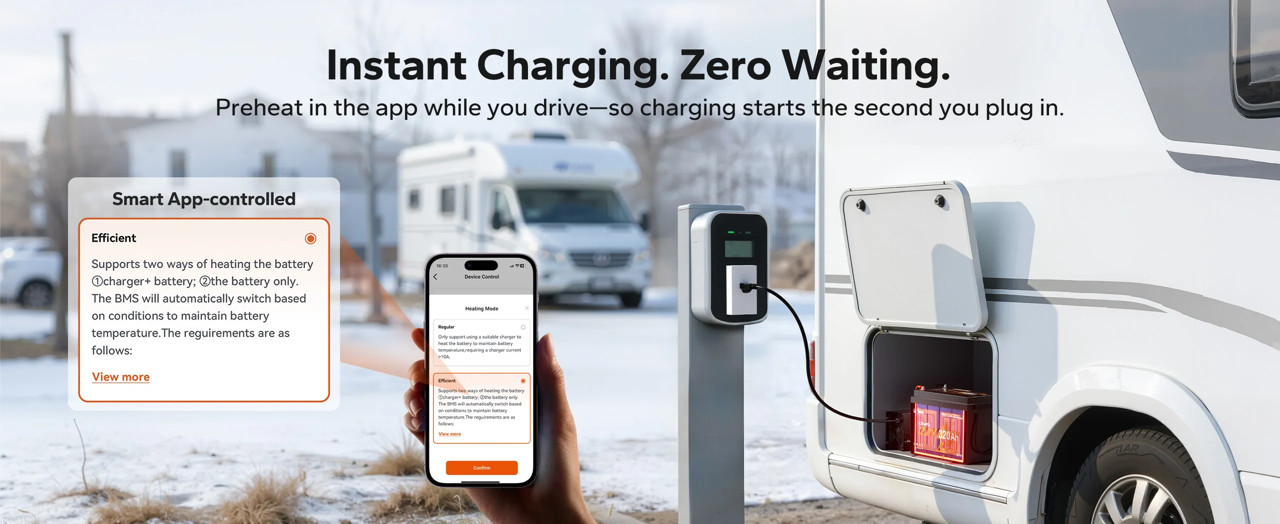 preheat litime 12v 320ah  battery via litime app