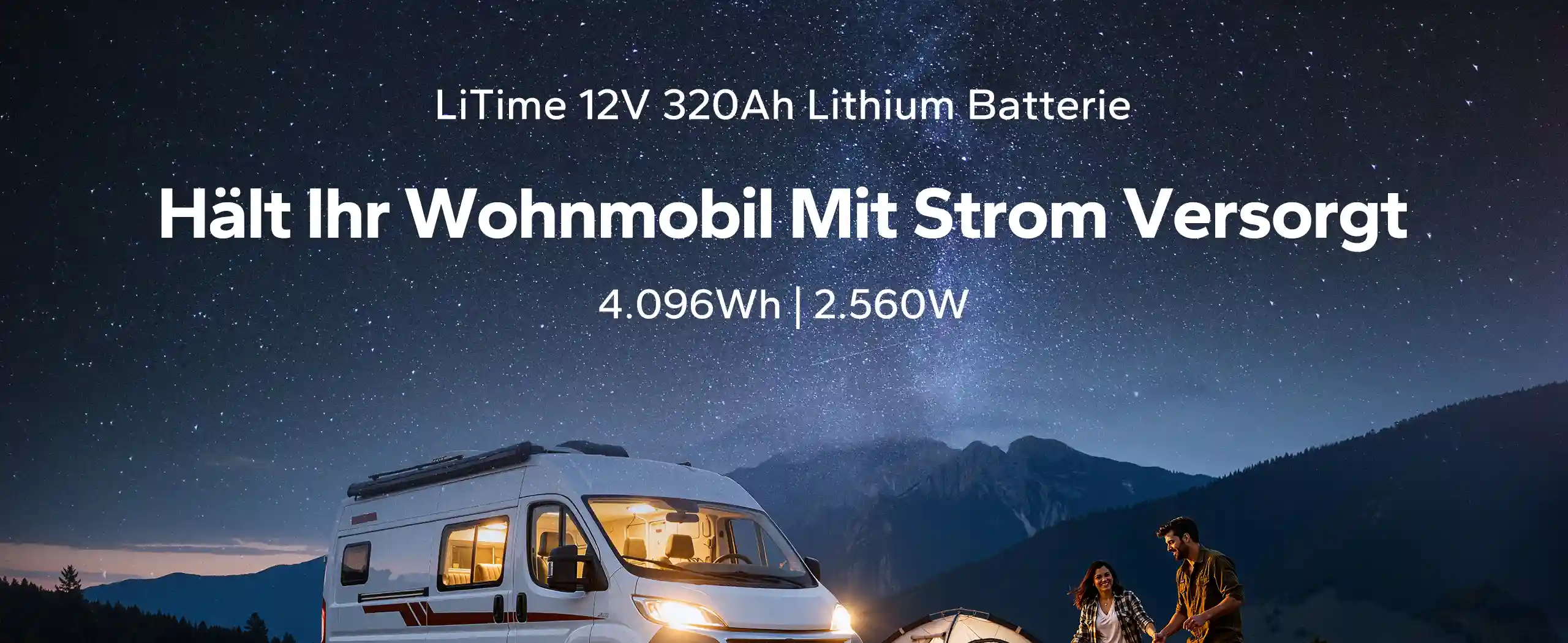 Übersicht der wichtigsten Batterieeigenschaften wie hohe Energie, lange Lebensdauer, Wasserschutz und zuverlässige Leistung für Camping- und Off-Grid-Anwendungen.