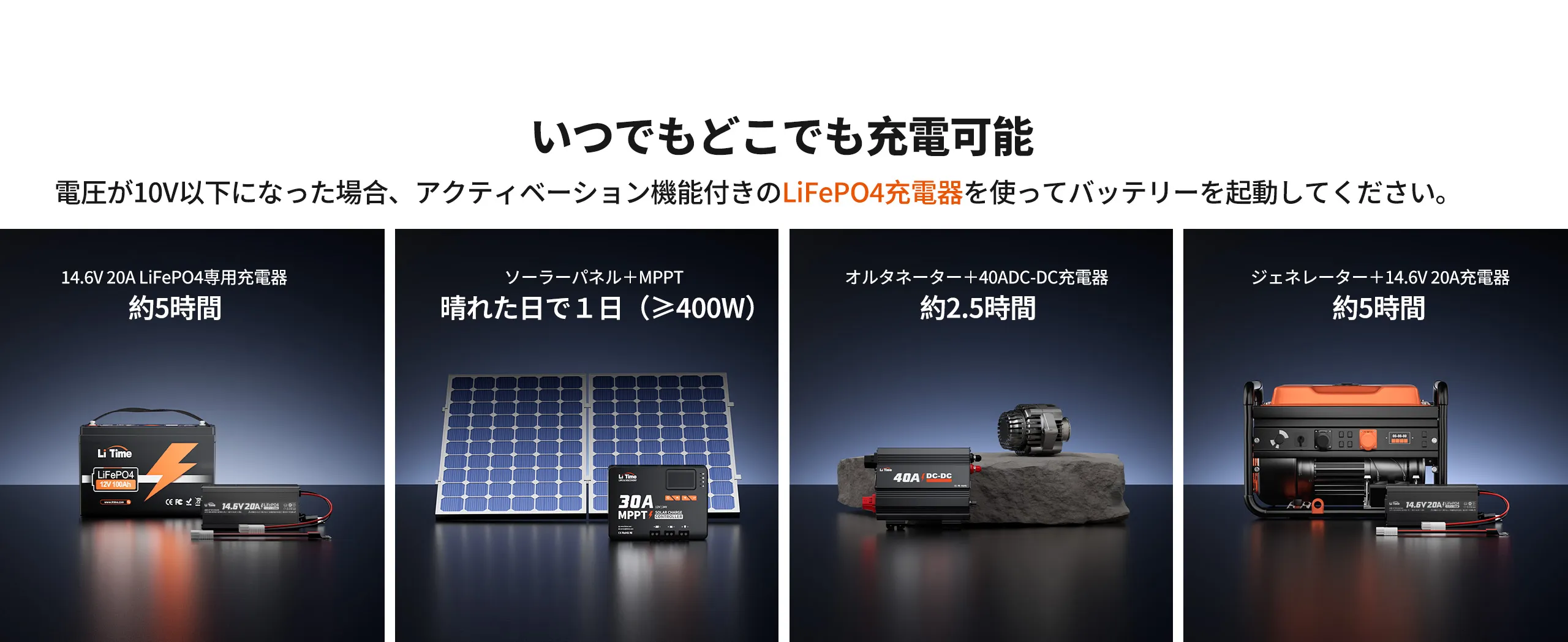 LiTime 12V 100Ahバッテリーの様々な応用シーンで活躍できる充電方法