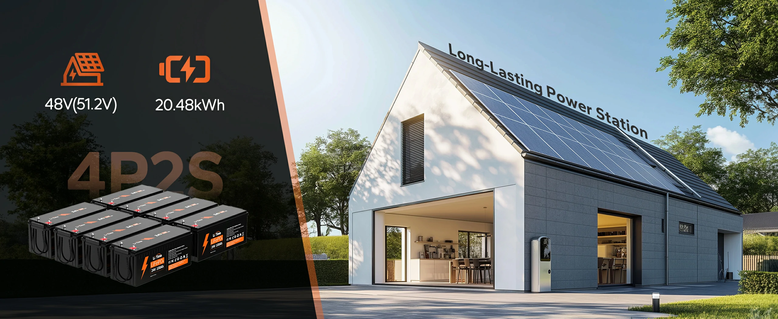 Scalable Energy System of LiTime 24V 100Ah Lithium Battery