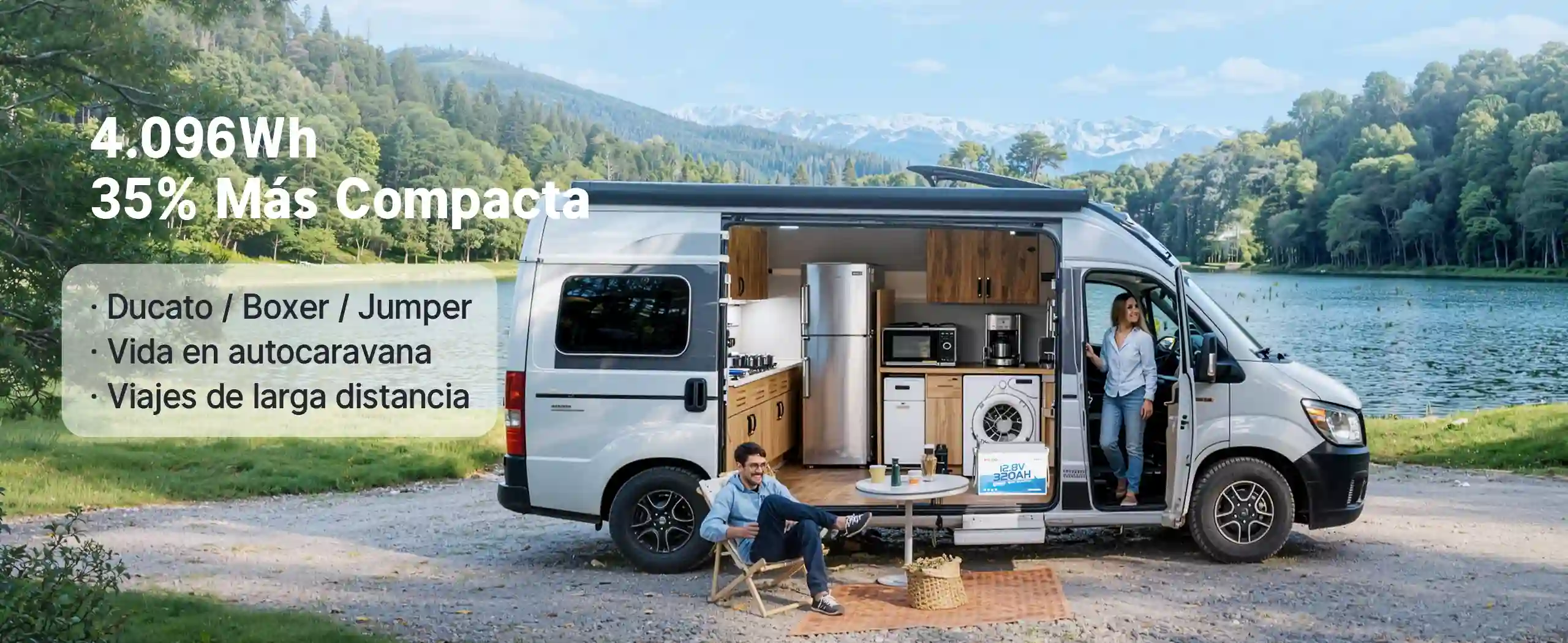 Redodo Batería LiFePO4 12V 320Ah W190 con Bluetooth 4096Wh y 35% más compacta