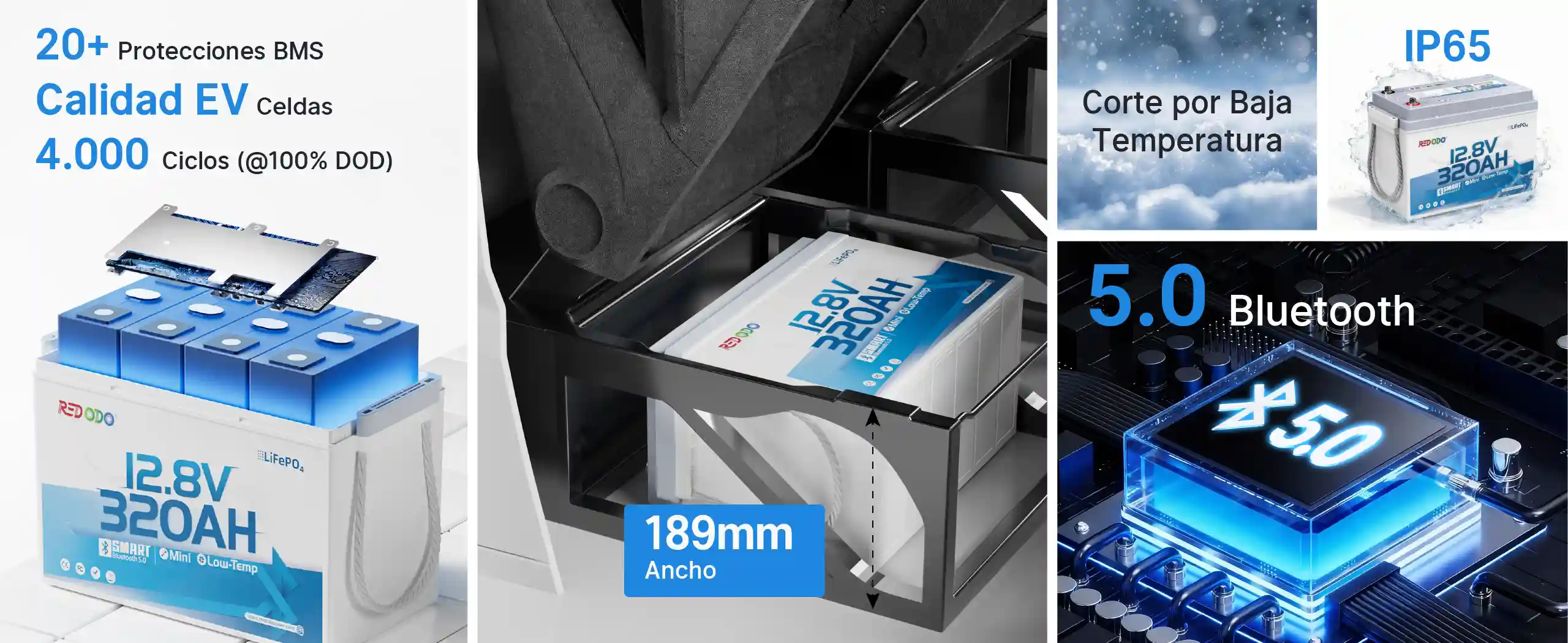 Redodo Batería de Litio Bluetooth 12V 320Ah W190 vale la pena comprarlo