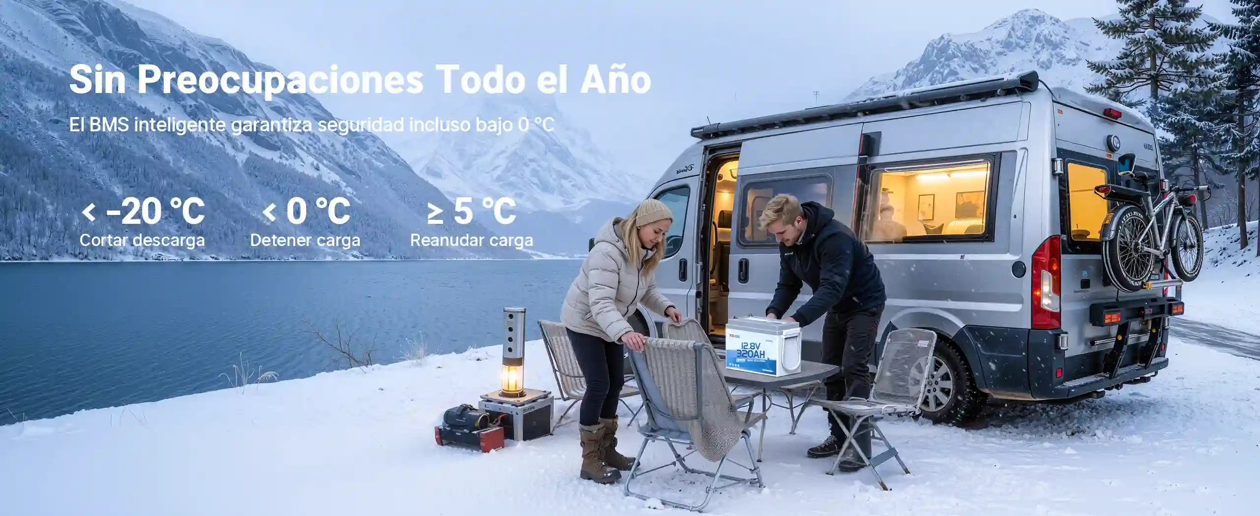 Redodo Batería LiFePO4 12V 320Ah W190 Bluetooth con protección por corte contra bajas temperaturas