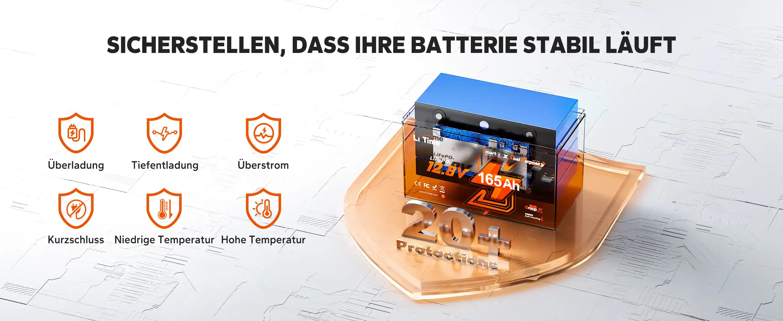Diese Lithiumbatterie bietet einen zuverlässigen BMS-Schutz und hohe Sicherheit für den mobilen Einsatz, ideal für unterschiedliche Geräte und Umgebungen.