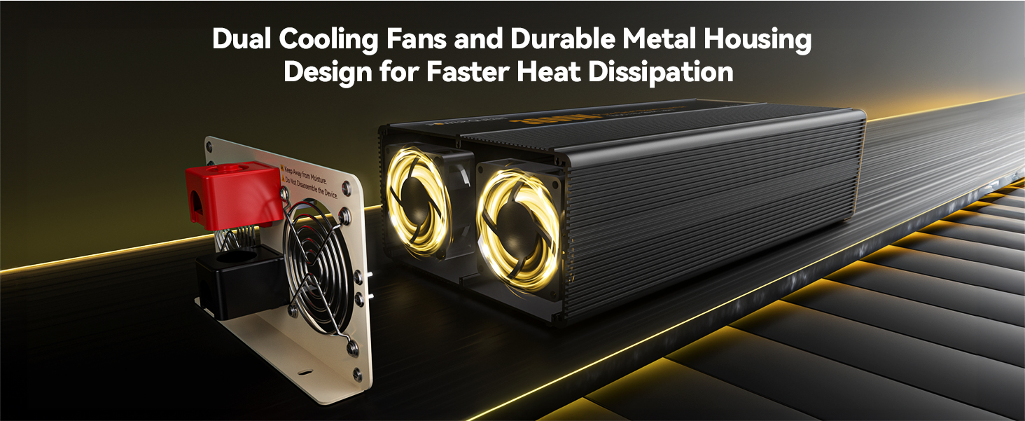 Power Queen 3000W Pure Sine Wave Inverter 12V DC to 110V AC with 7 Outlets & LCD Remote Control