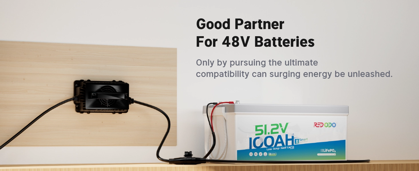 Redodo 58.4V 18A LiFePO4 Battery Charger for 48V (51.2V) Lithium Batteries