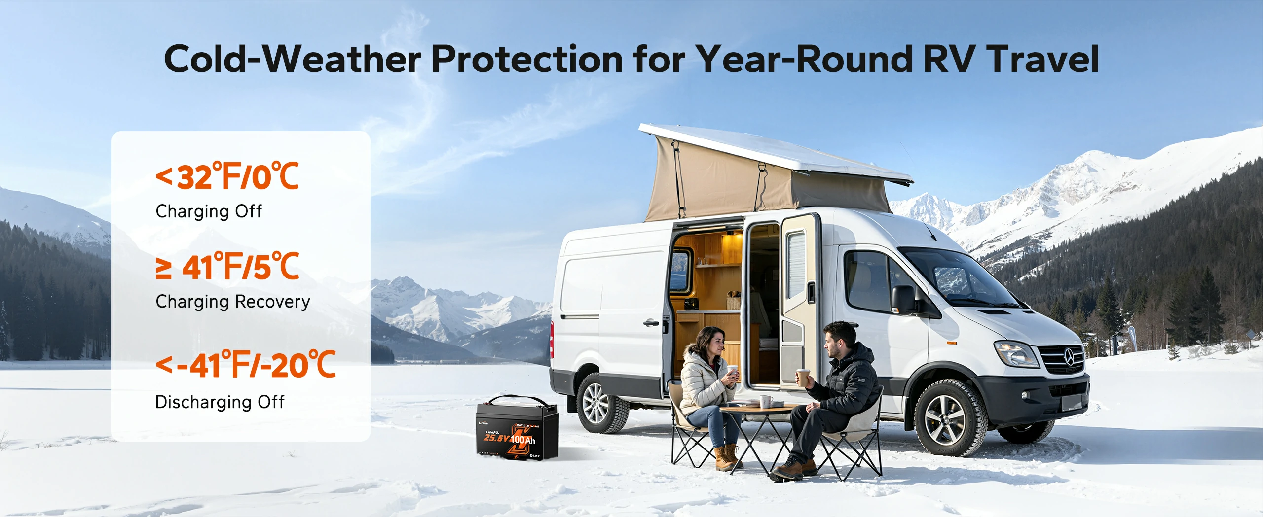 litime 24v 100ah lifepo4 battery group 31 with cold-weather protection for year-round rv travel