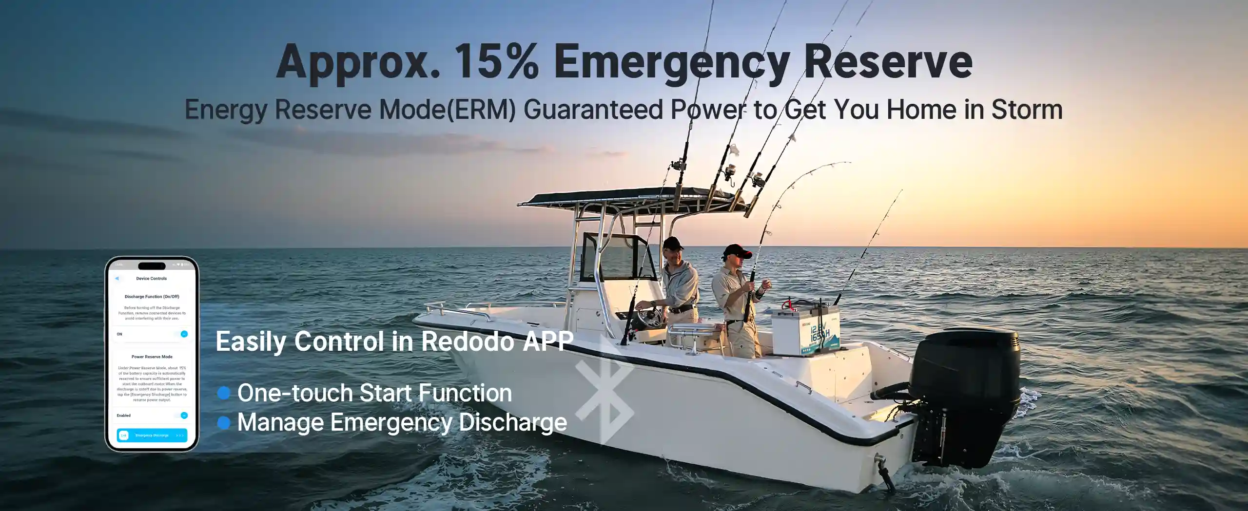 Redodo 12V 165Ah Group 31 Dual-Purpose Marine Battery with Emergency reserve mode