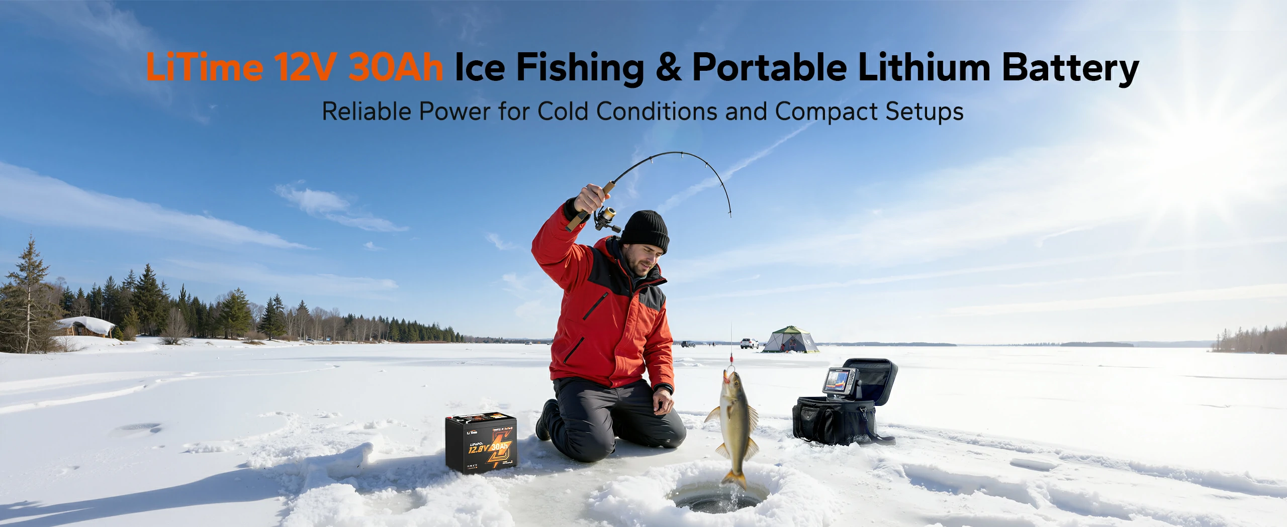 litime 12v 30ah ice fishing & portable lithium battery for cold conditions