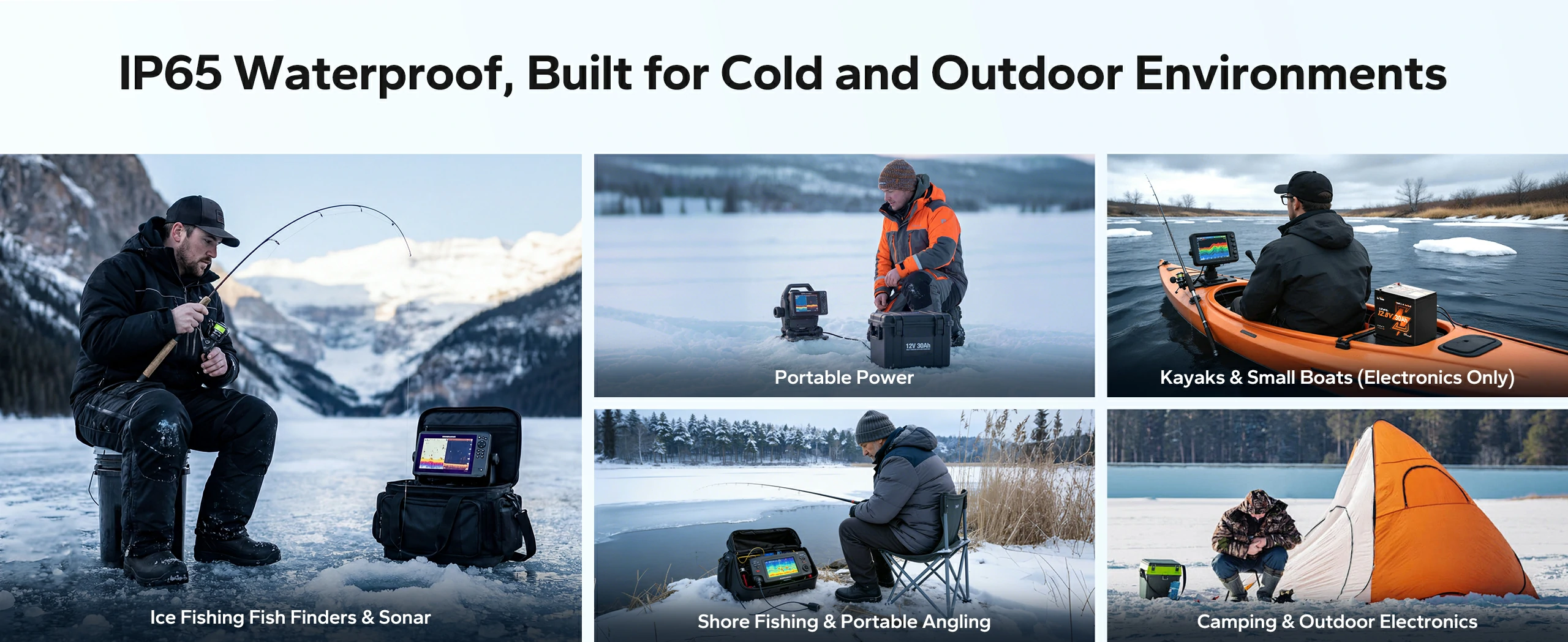 litime 12volt 30ah lithium ice fishing battery wiht IP65 waterproof  for cold environments