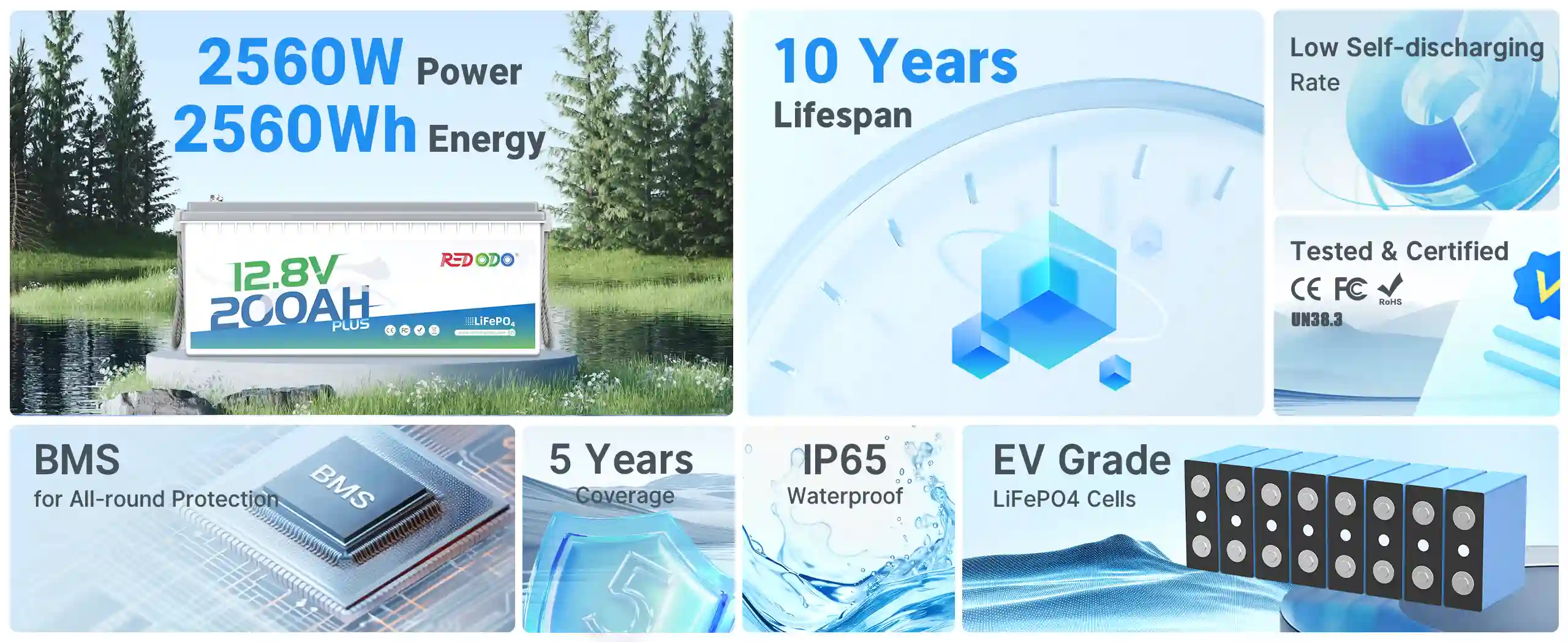 Key features of Redodo 12V 200Ah deep cycle battery