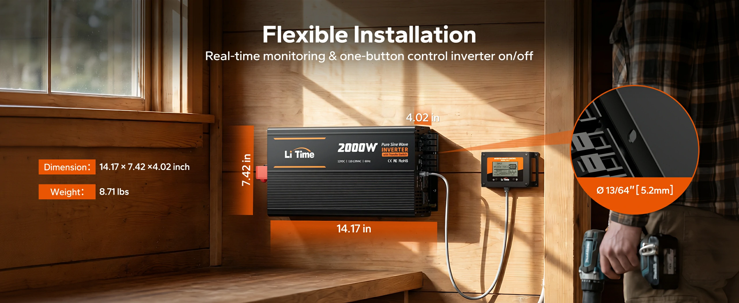litime 12v 2000 watt pure sine wave power inverter fits anyswhere to install