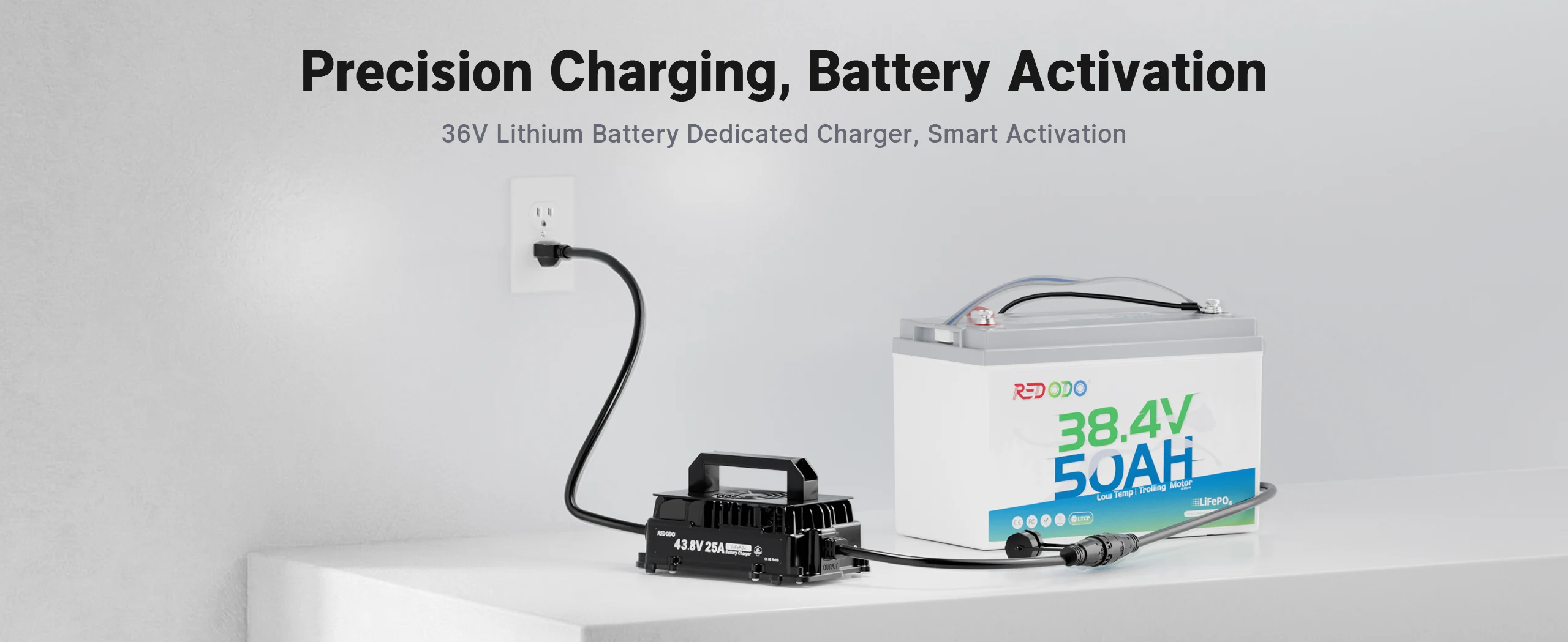  Redodo 43.8V 25A charger perfect for 36V 50Ah LiFePO4 battery