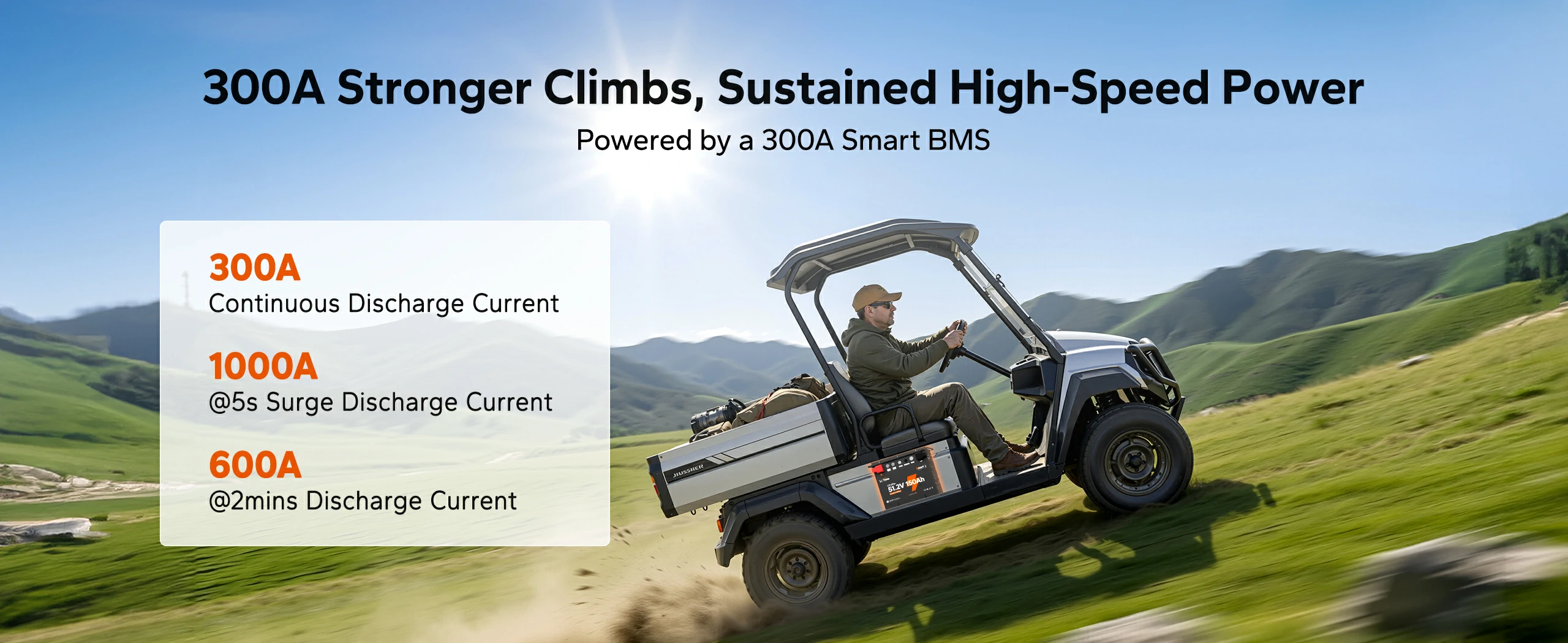 litime 48volt 150ah lithium utv battery powered by a 300a smart BMS