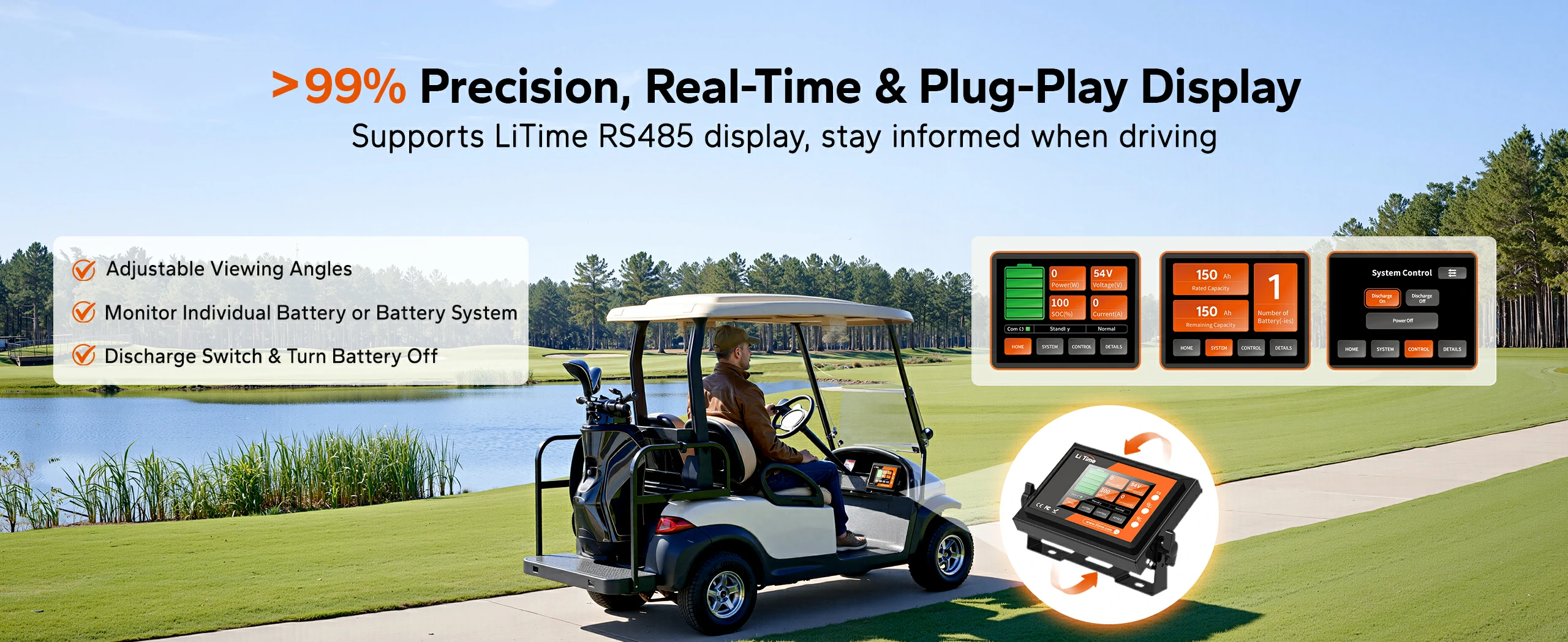 litime 48v 150ah lifepo4 utv battery supports litime RS485 dispaly