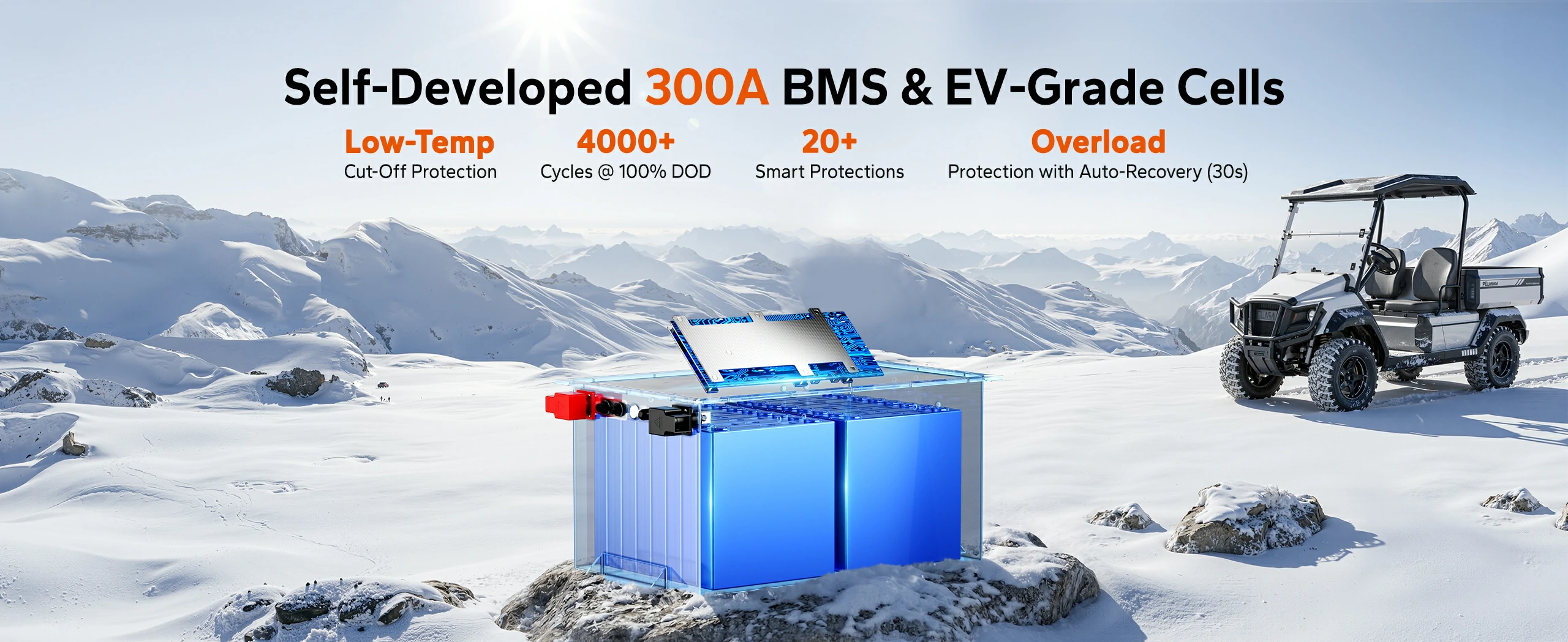 litime 48v 150ah utv battery with self-developed 300A BMS and EV-Grade cells
