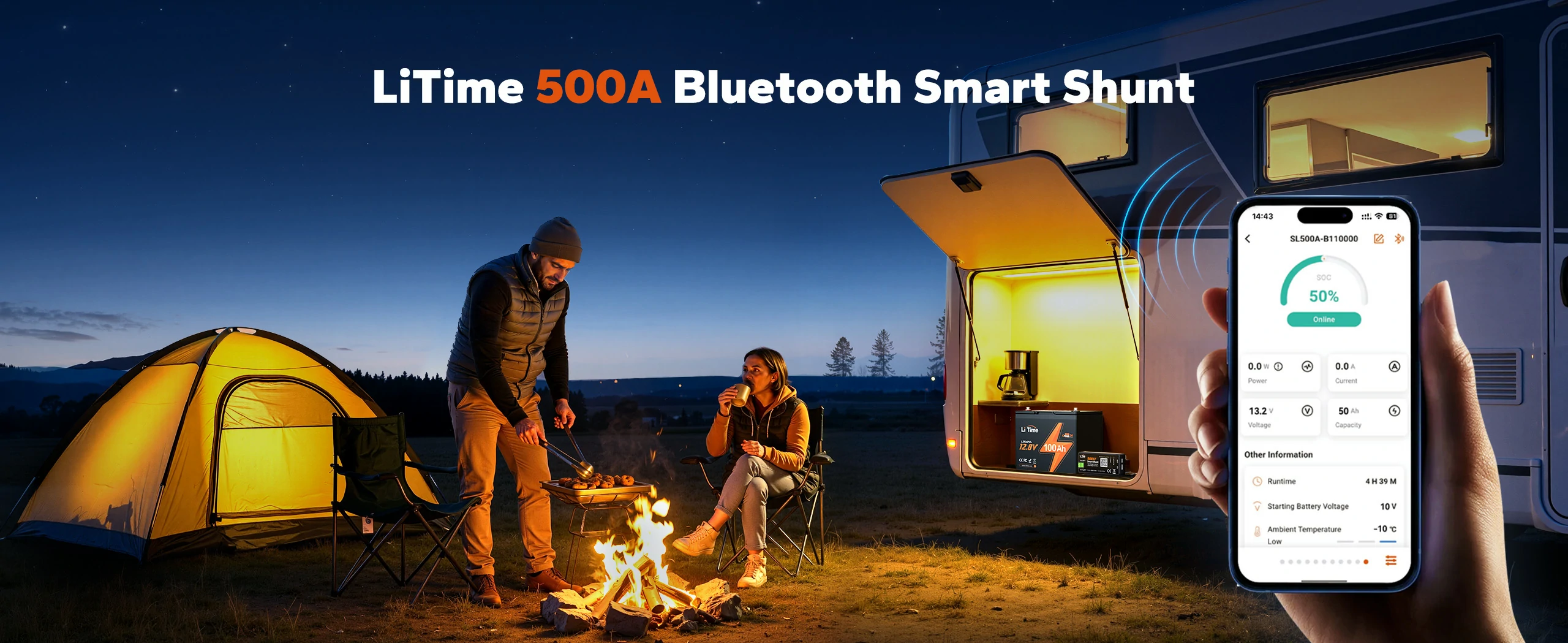 litime 500a battery shunt with bluetooth