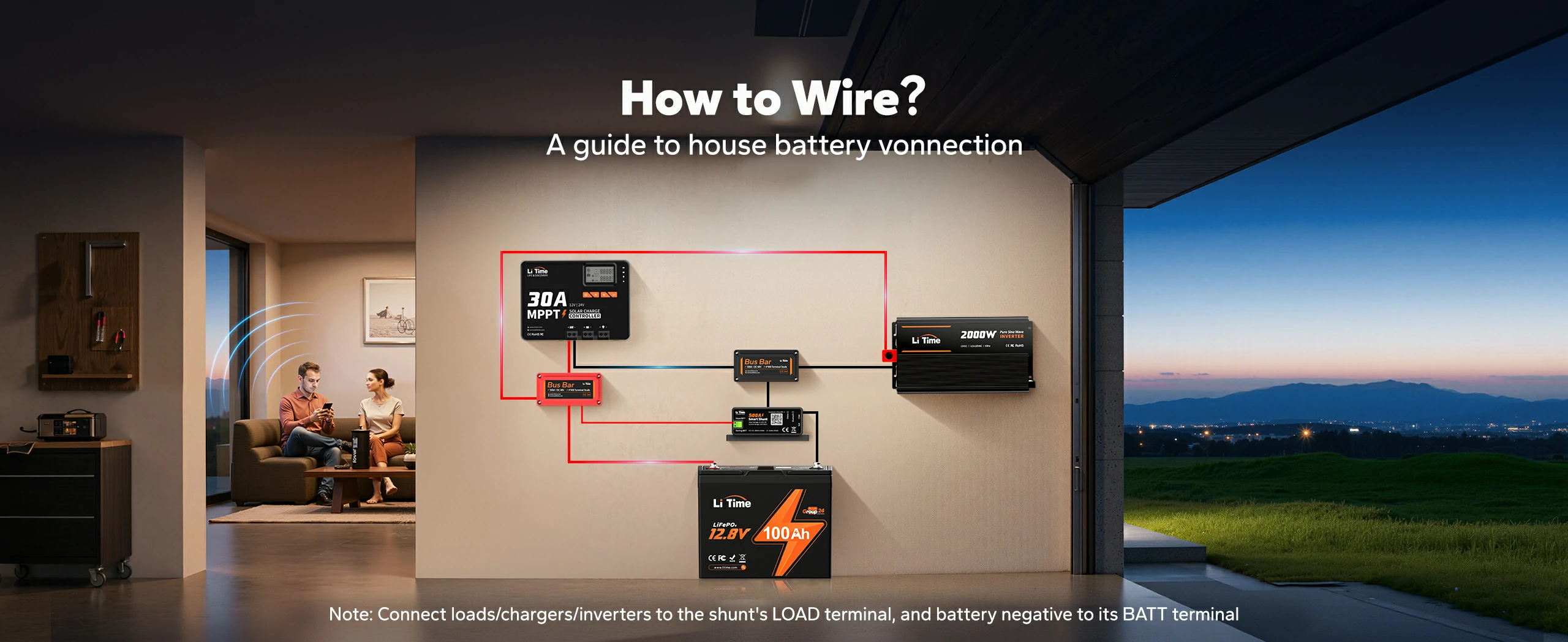 litime 500a battery shunt wiring guide for starter and home battery