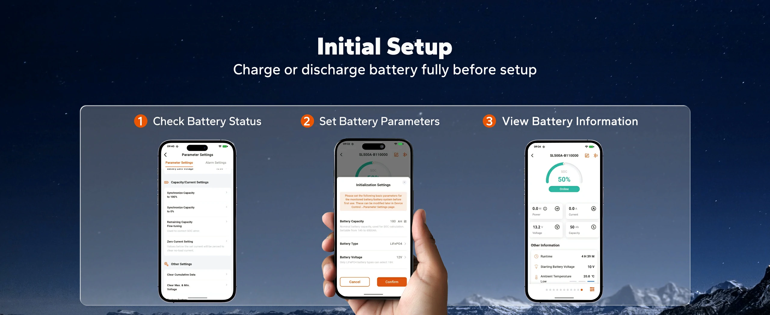 litime app setup before battery charging by 500s battery shunt