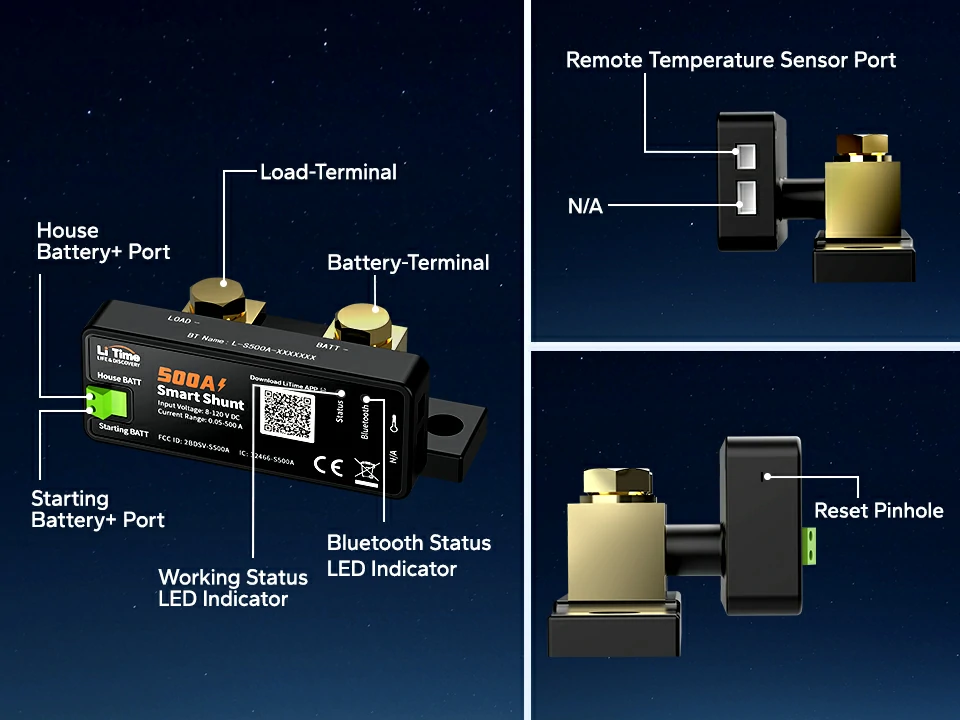 litime 500a battery monitor shunt display