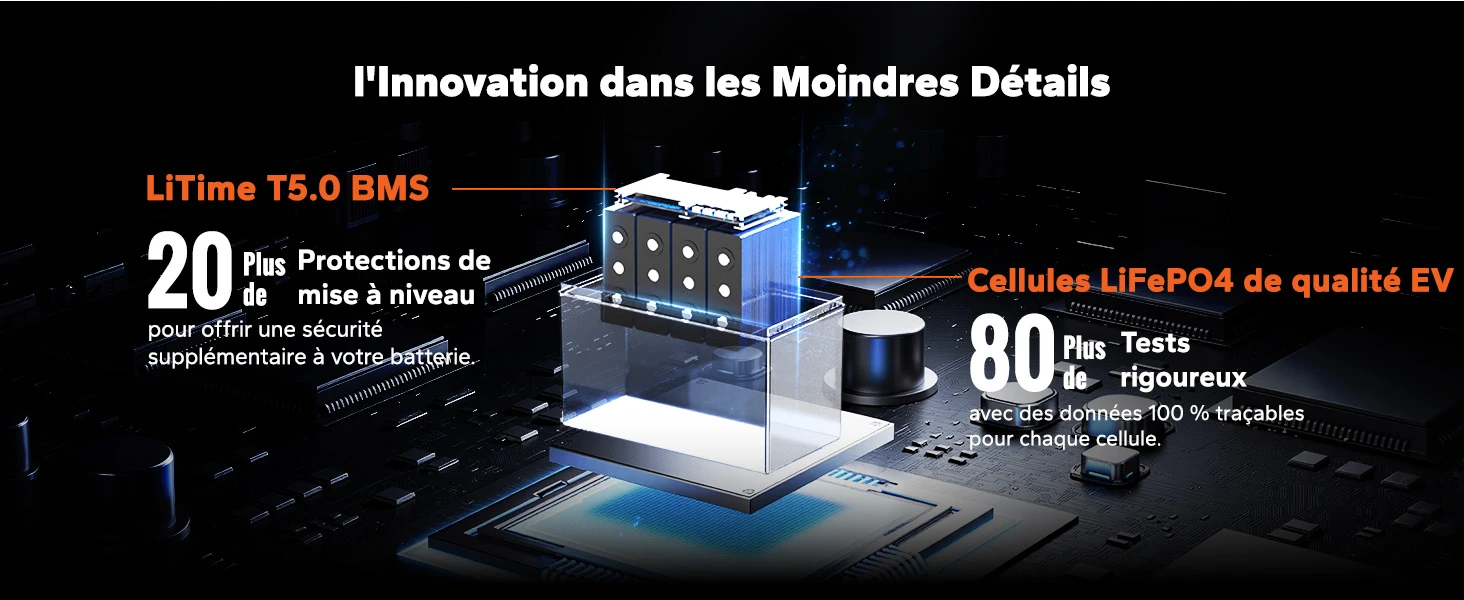 Litime Batterie Lifepo4 12V 100A Smart Comflex Sécurité BMS