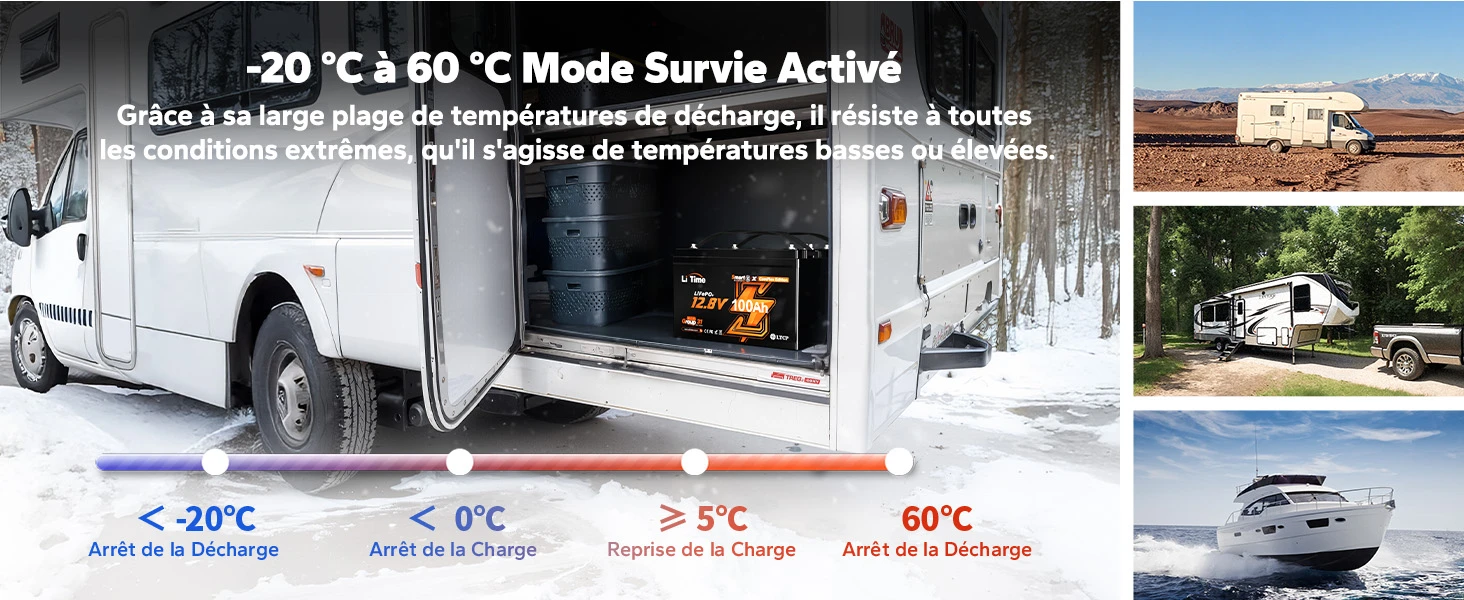 Litime Batterie Lifepo4 12V 100A Smart Comflex Tous Climats