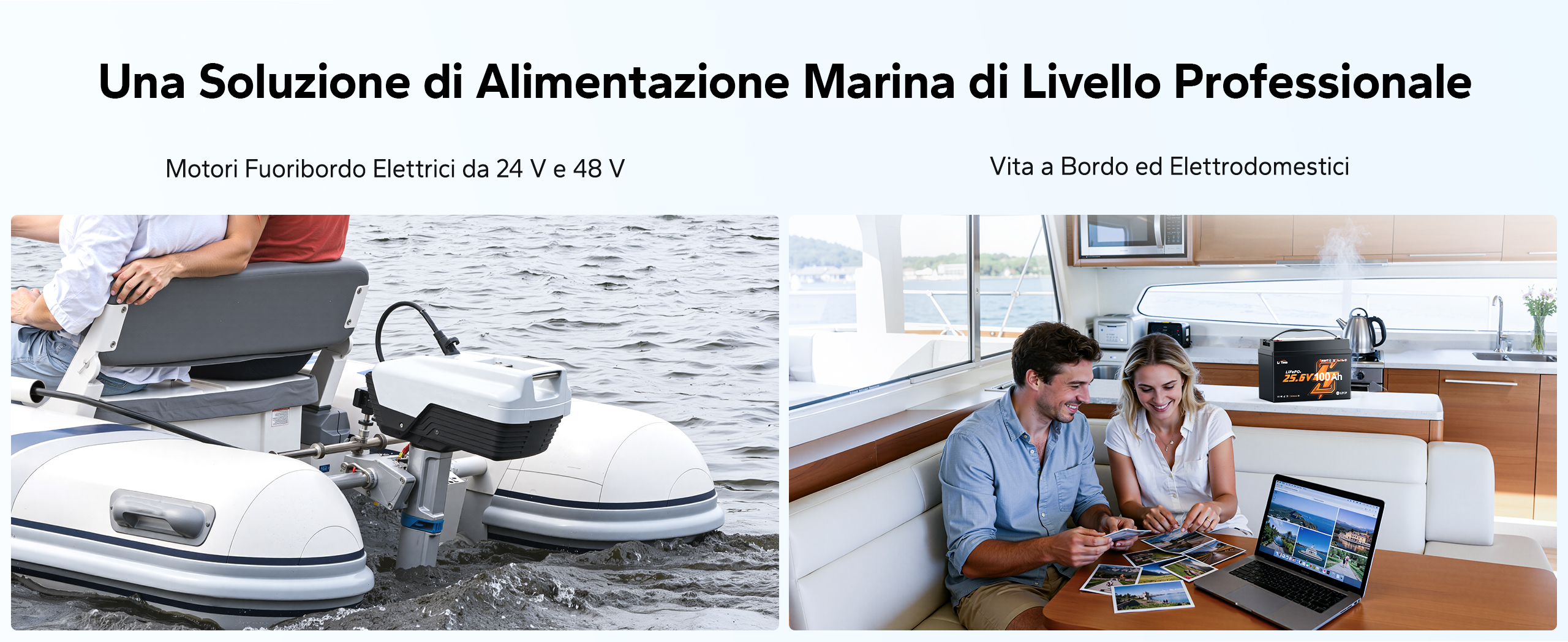 Außenborder und die Stromversorgung an Bord.18:05Claude responded: Molteplici possibilità di utilizzo della batteria LiTime 24V per motori fuoribordo elettrici e l'alimentazione elettrica di bordo.Molteplici possibilità di utilizzo della batteria LiTime 24V per motori fuoribordo elettrici e l'alimentazione elettrica di bordo.