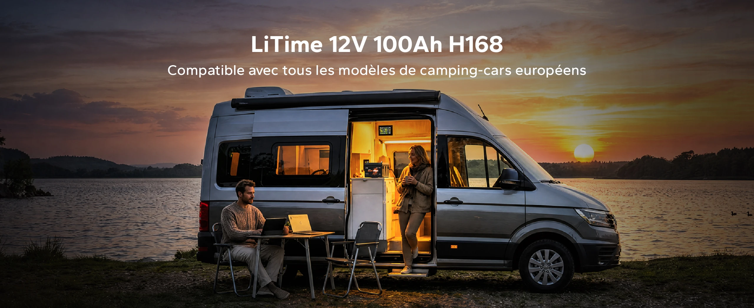  Batterie LiTime LiFePO4 12V 100Ah H168 compatible avec camping-cars européens