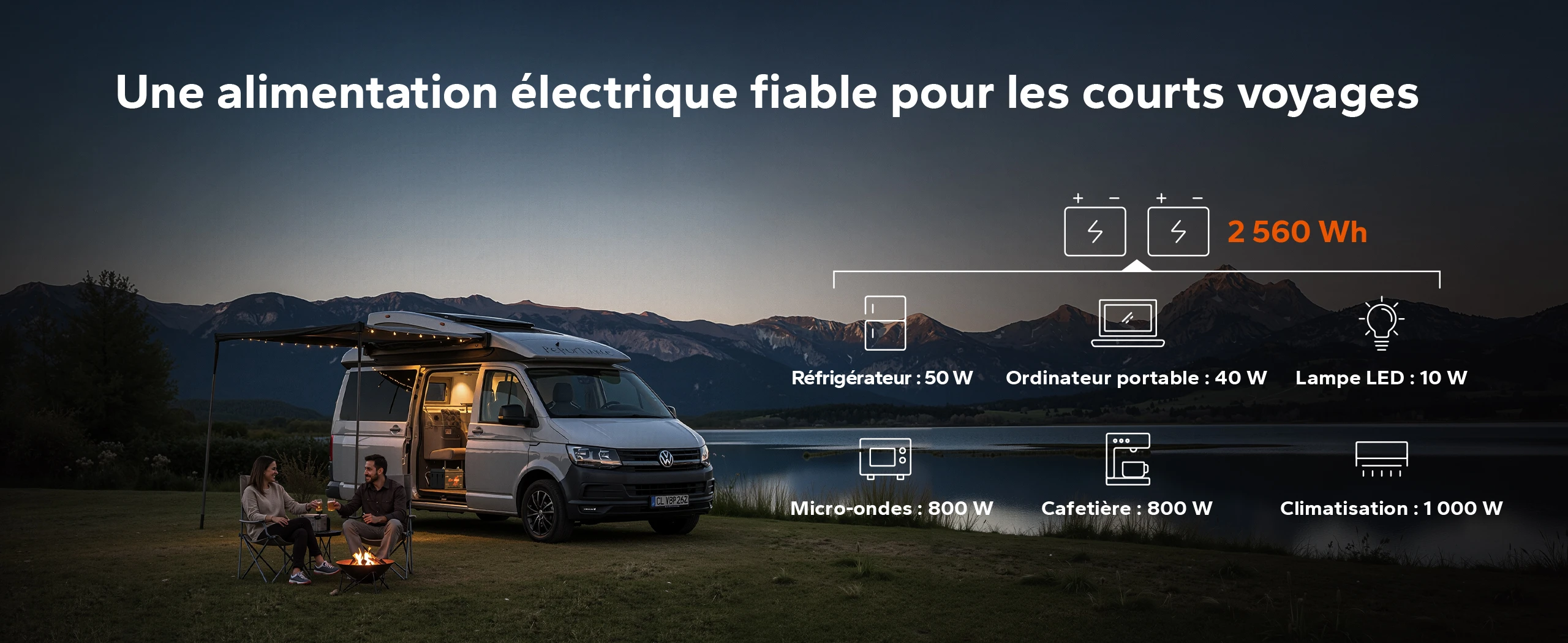 Batterie LiFePO4 12V 100Ah H168 alimentation fiable pour courts séjours en camping-car