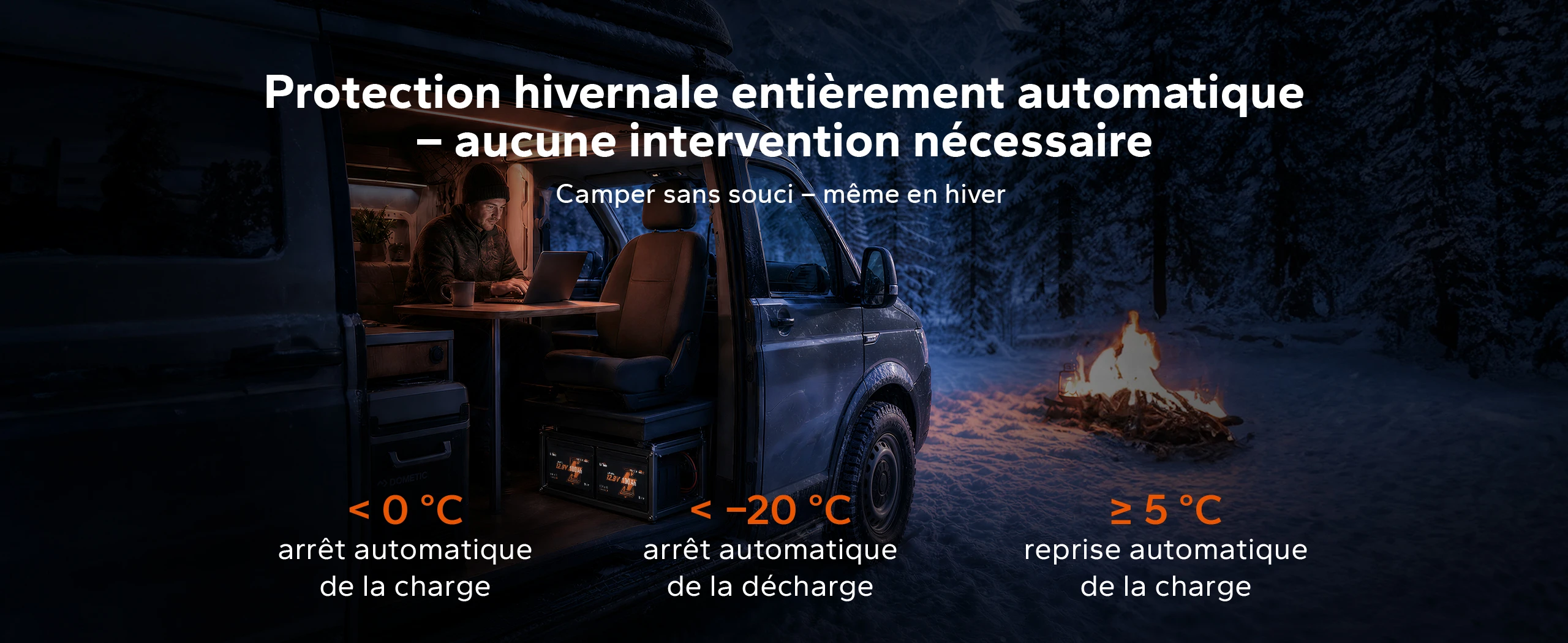 Batterie LiFePO4 12V 100Ah H168 avec protection hivernale automatique intégrée