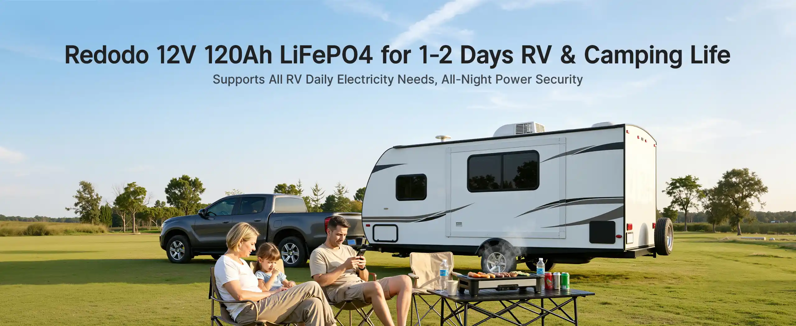 Redodo 12V 120Ah Group 24 lithium Bluetooth battery for 1-2 days rv camping