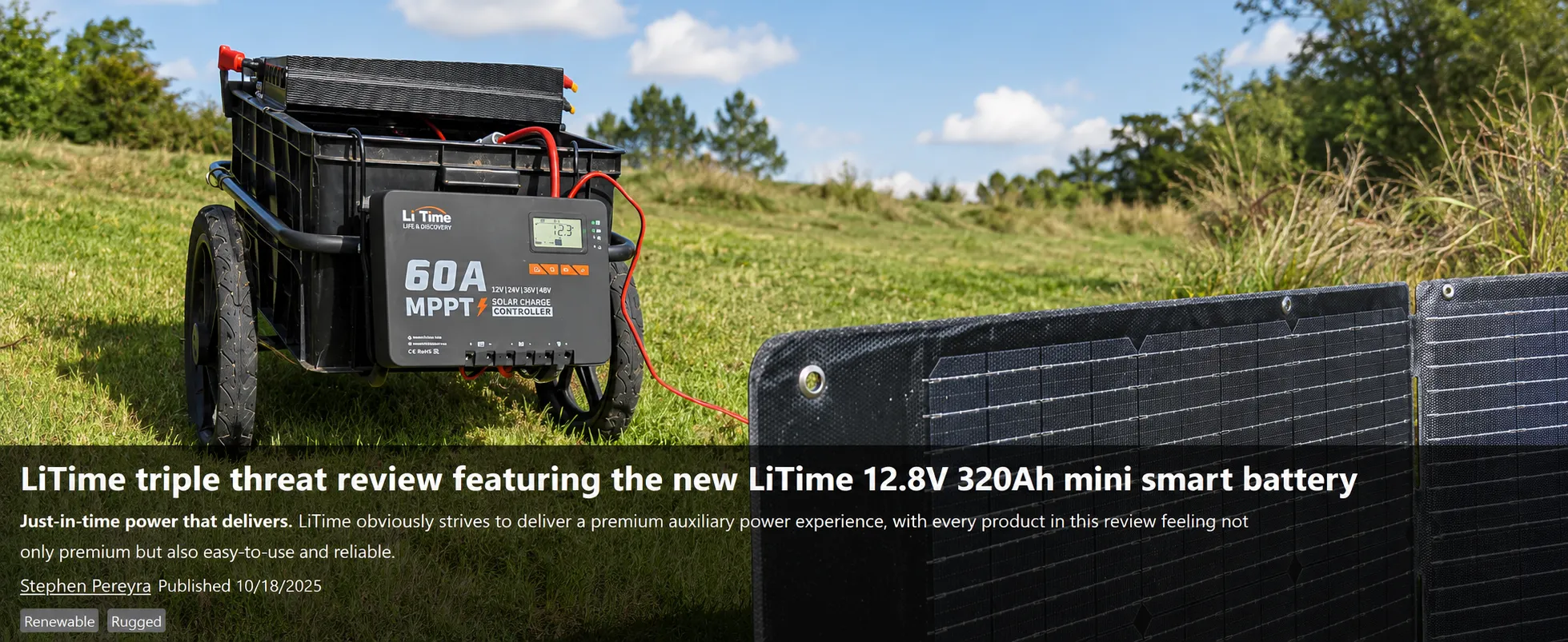 LiTime 12V 320Ah Mini LiFePO4 battery, 31% smaller than lead-acid, high-capacity for RVs/solar