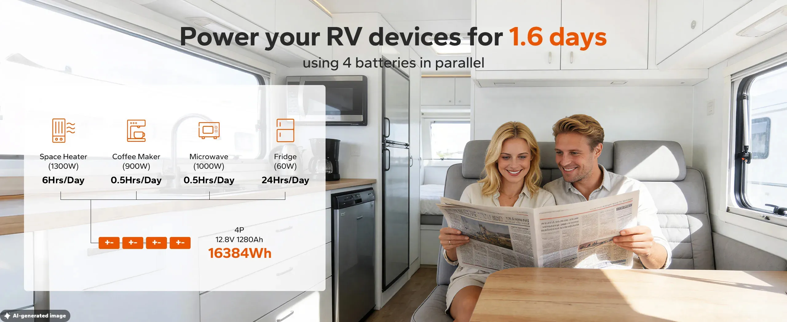 litime 12v 320ah self heating battery powers rv devices for 1.6 days