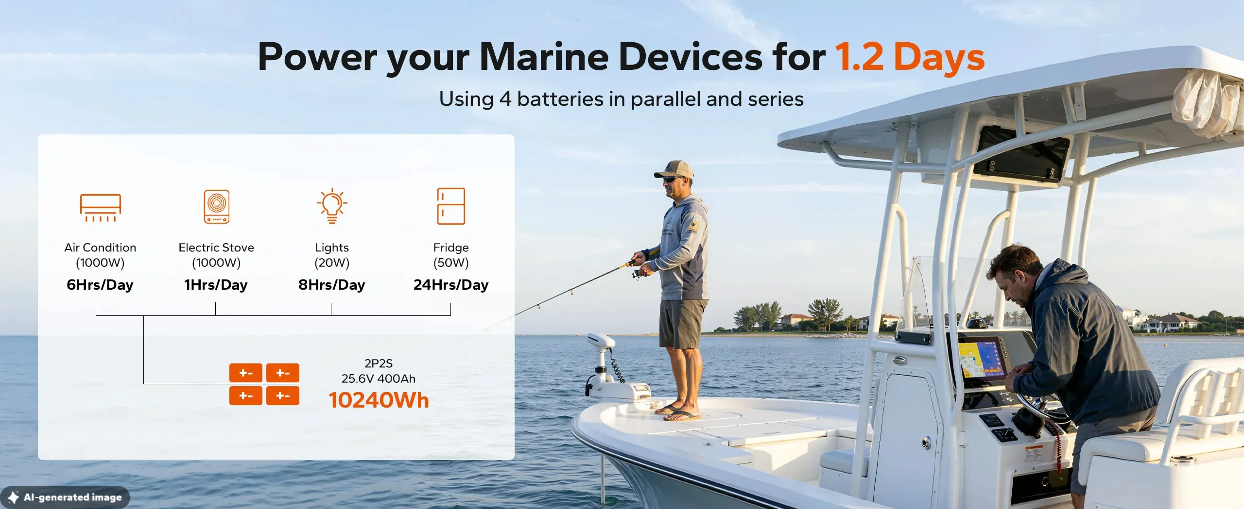 Series and parallel battery for marine use—LiTime 12V 200Ah mini LiFePO4 powering boat loads and trips