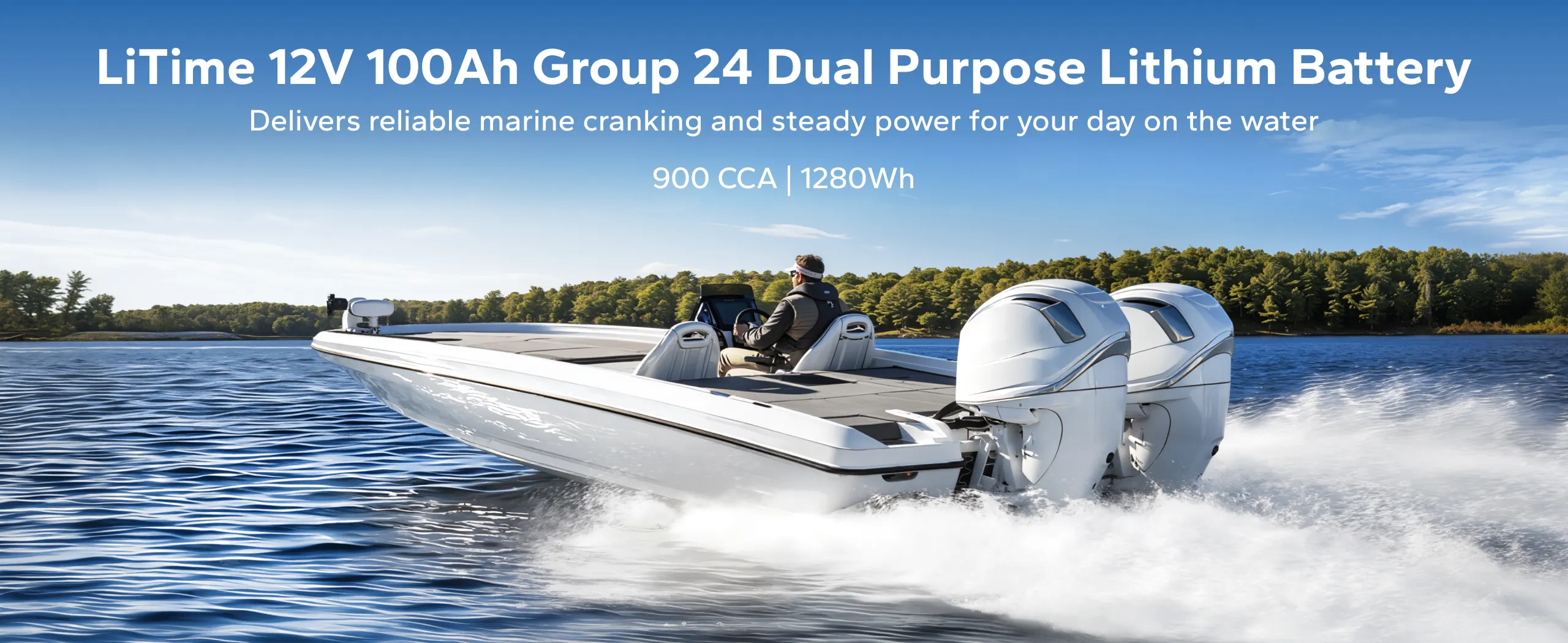 litime 12v 100ah group 24 marine starting battery delivers 900CCA and 1280Wh
