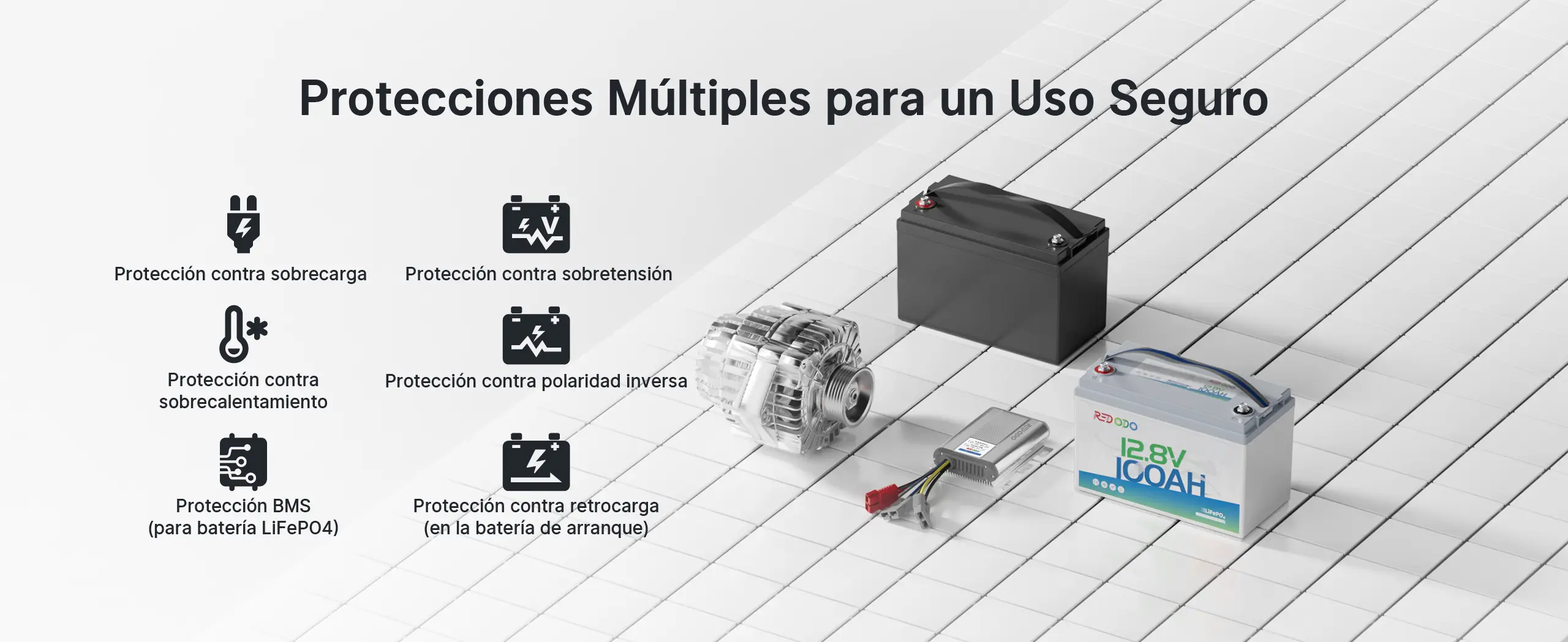 Protecciones de seguridad múltiples para Cargador DC-DC Redodo 14,6V 40A