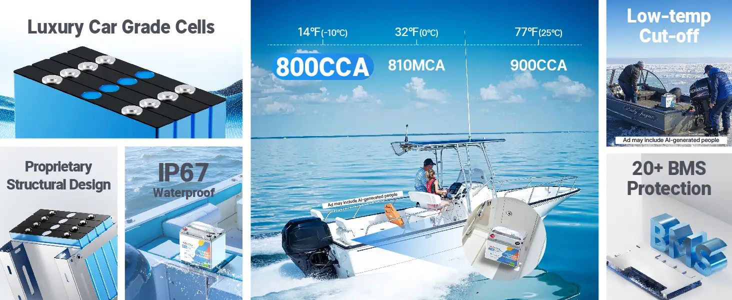 best 12V Marine Starting Battery 800 CCA