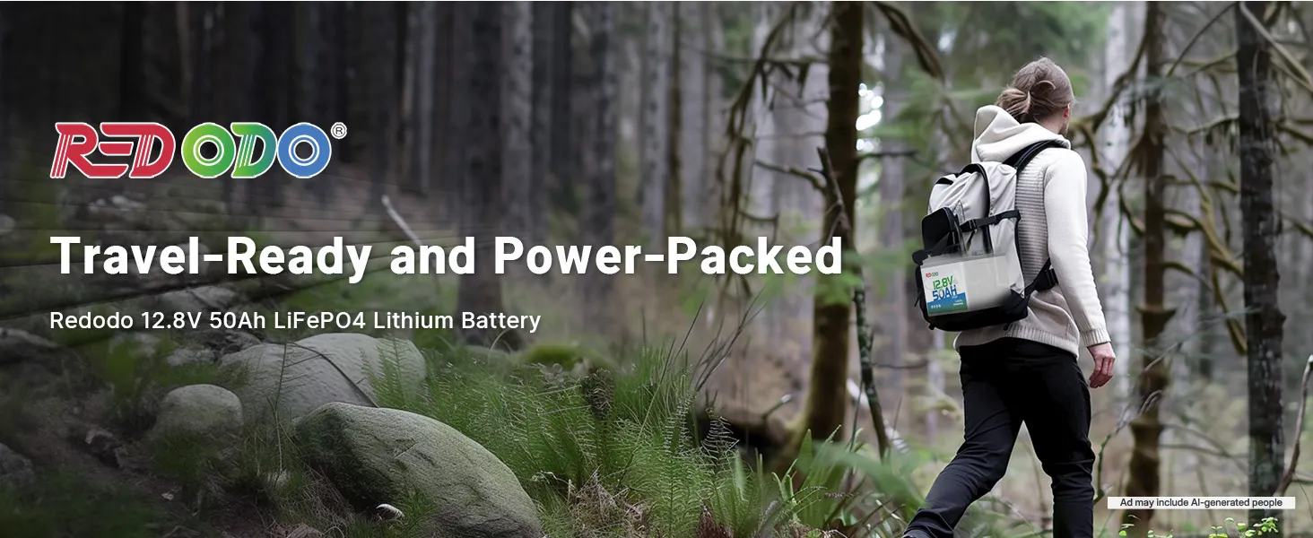 Redodo 12V 50Ah lightweight lithium battery for outdoor travel