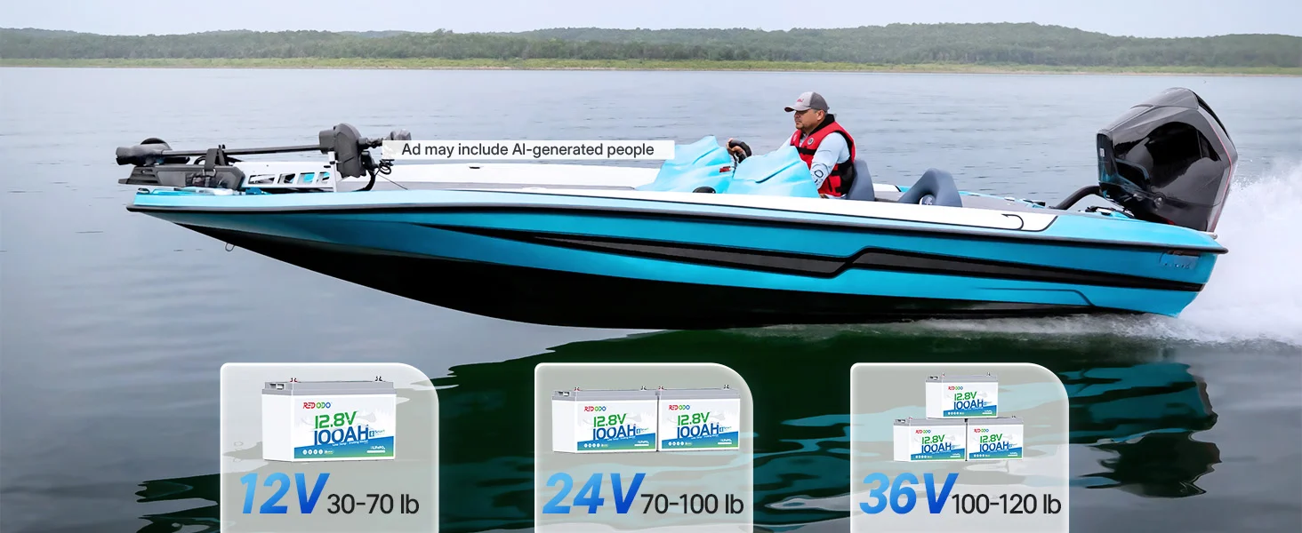 Redodo 12V 100Ah Group 31 battery for 12V/24V/36V trolling motor