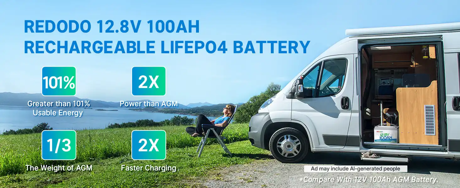 Redodo 12V 100Ah LiFePO4 lithium battery for RV