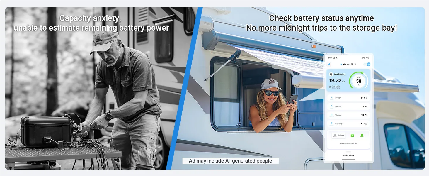 Redodo 12V 165Ah Group 31 lithium RV battery with real-time bluetooth monitoring
