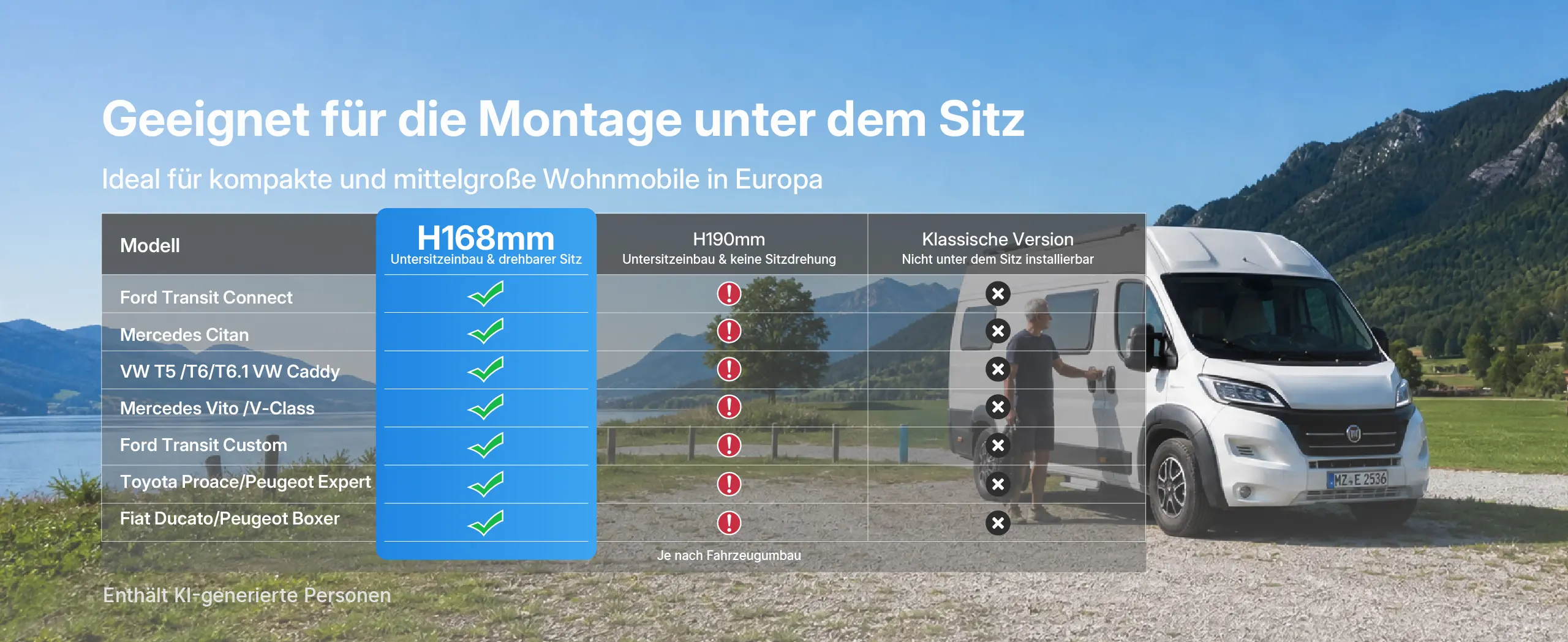 Redodo 12V 100Ah H168 LiFePO4 Untersitzbatterie geeignet für die Montage unter dem Sitz im Camper