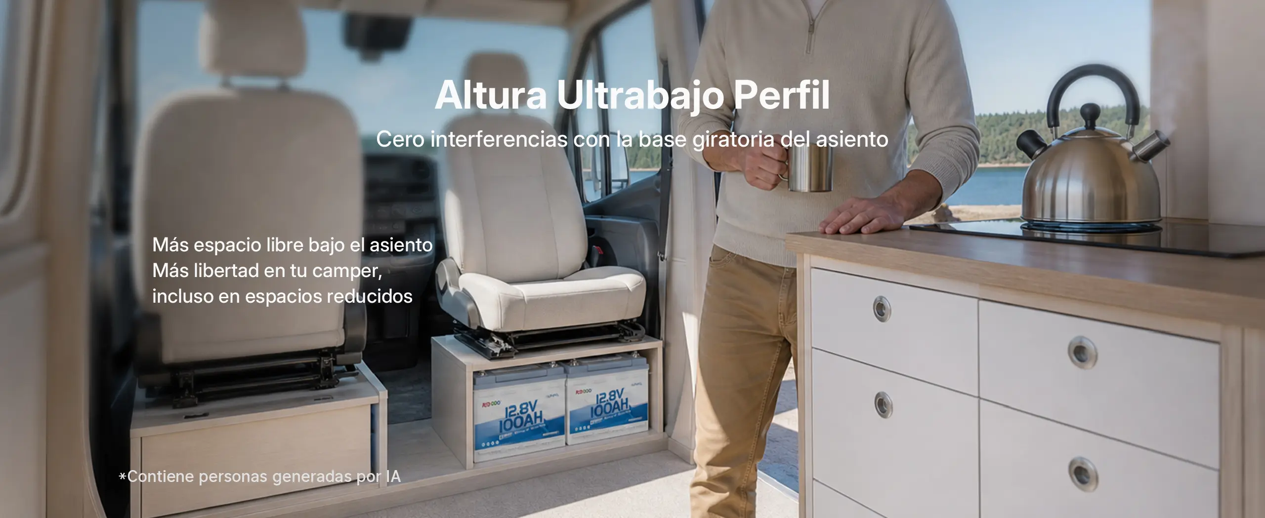 Redodo baterÍa Bluetooth de litio 12V 100Ah H168 con Bluetooth cero interferencias con la base giratoria del asiento
