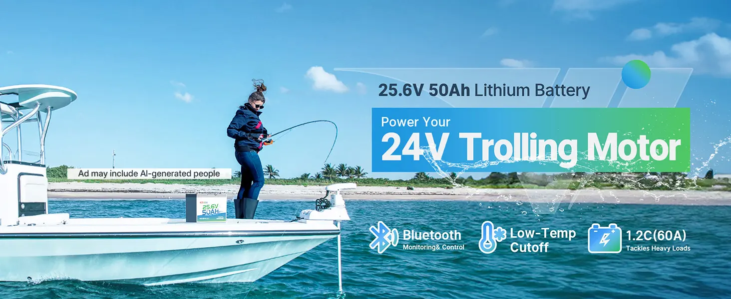 Redodo 24V 50Ah lithium battery for 24V trolling motor