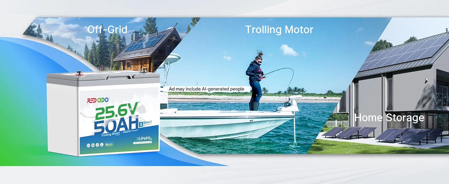 Redodo 24V 50ah lithium battery applications: trolling motor, off-grid solar, and home storage
