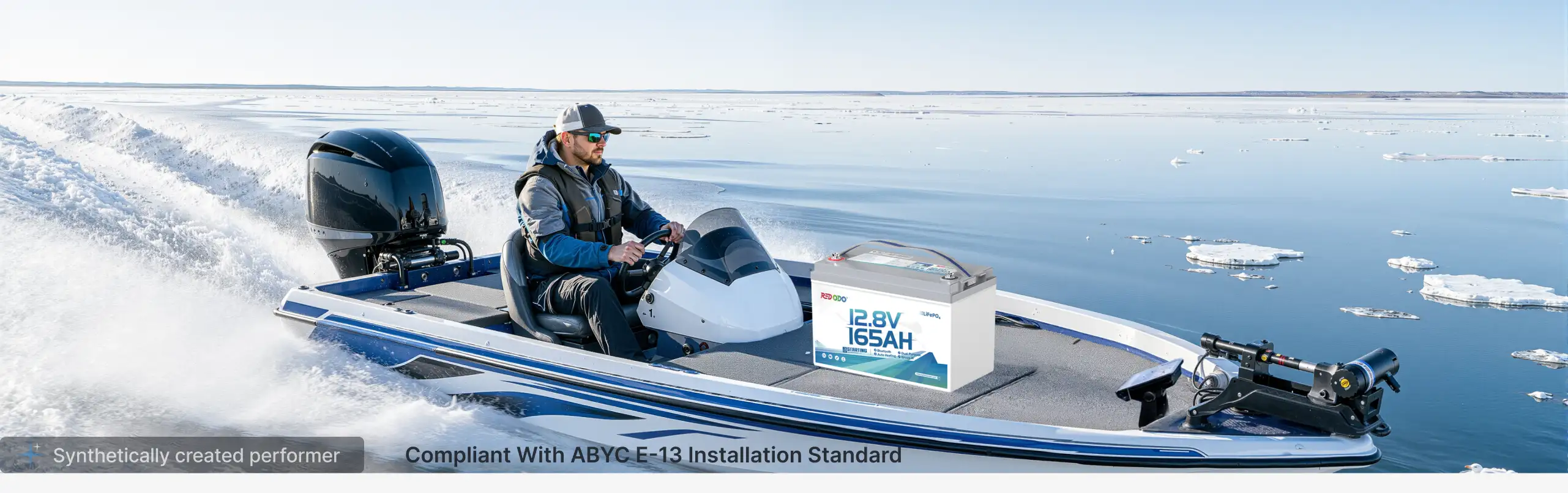 Redodo 12V 165Ah Dual-Purpose Marine Battery: 1200 CCA cranking & 4000+ deep cycles