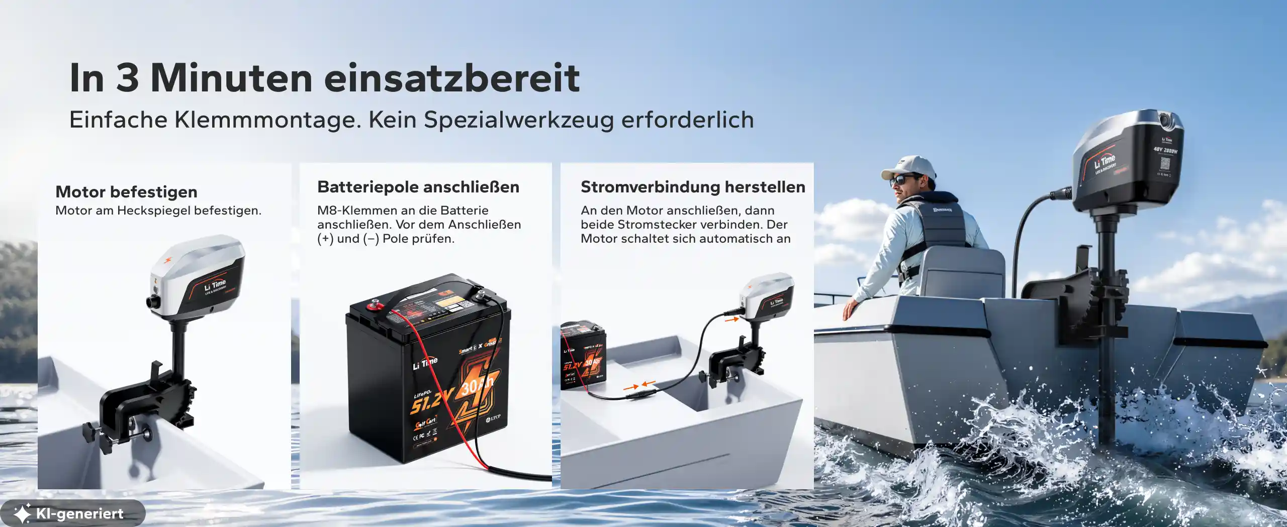 Montage des Argoseeker A2 am Heckspiegel eines Kleinbootes mit Klemmhalterung