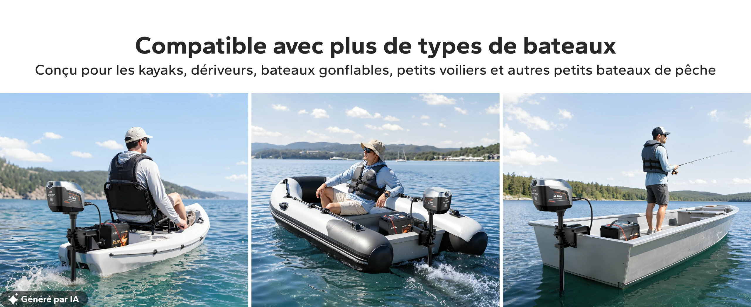 Moteur hors-bord compatible avec les kayaks, dériveurs, bateaux gonflables et voiliers