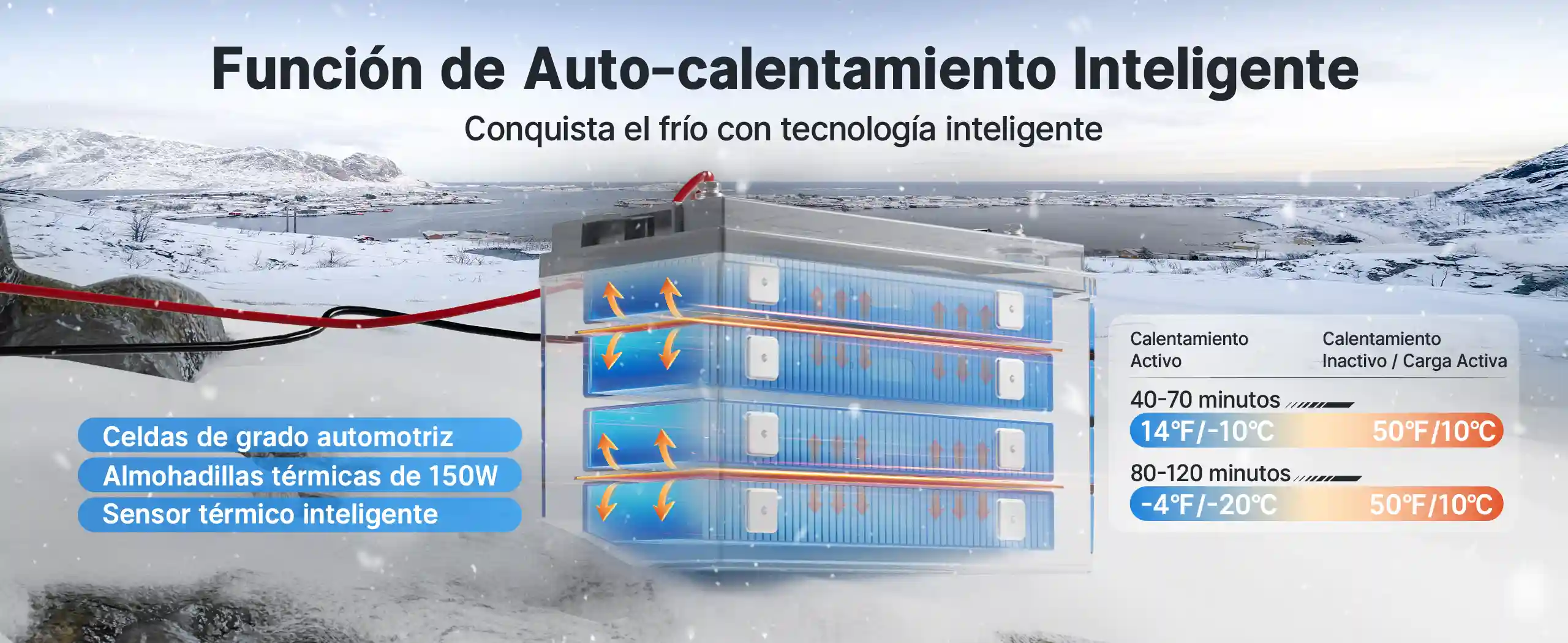 Función de auto-calentamiento de Redodo batería de litio doble propósito 12V 165Ah LiFePO4 conquistar el frío