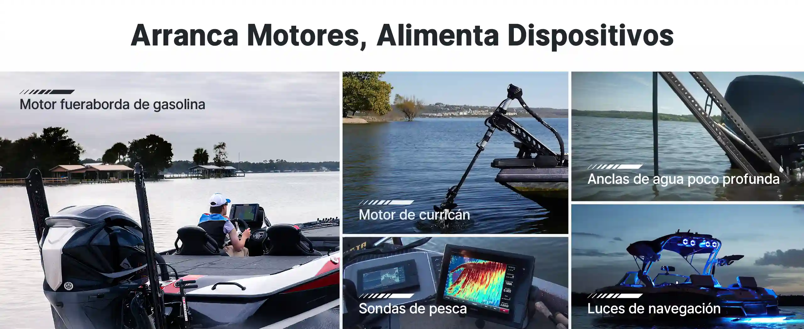 Aplicaciones marinas diversas de Redodo batería LiFePO4 doble propósito 12V 165Ah